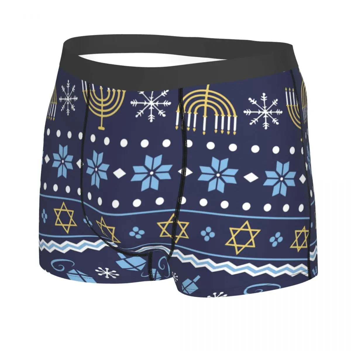 Hanukkah Pattern Men's Boxer Briefs,Highly Breathable Underpants,Top Quality 3D Print Shorts Gift Idea