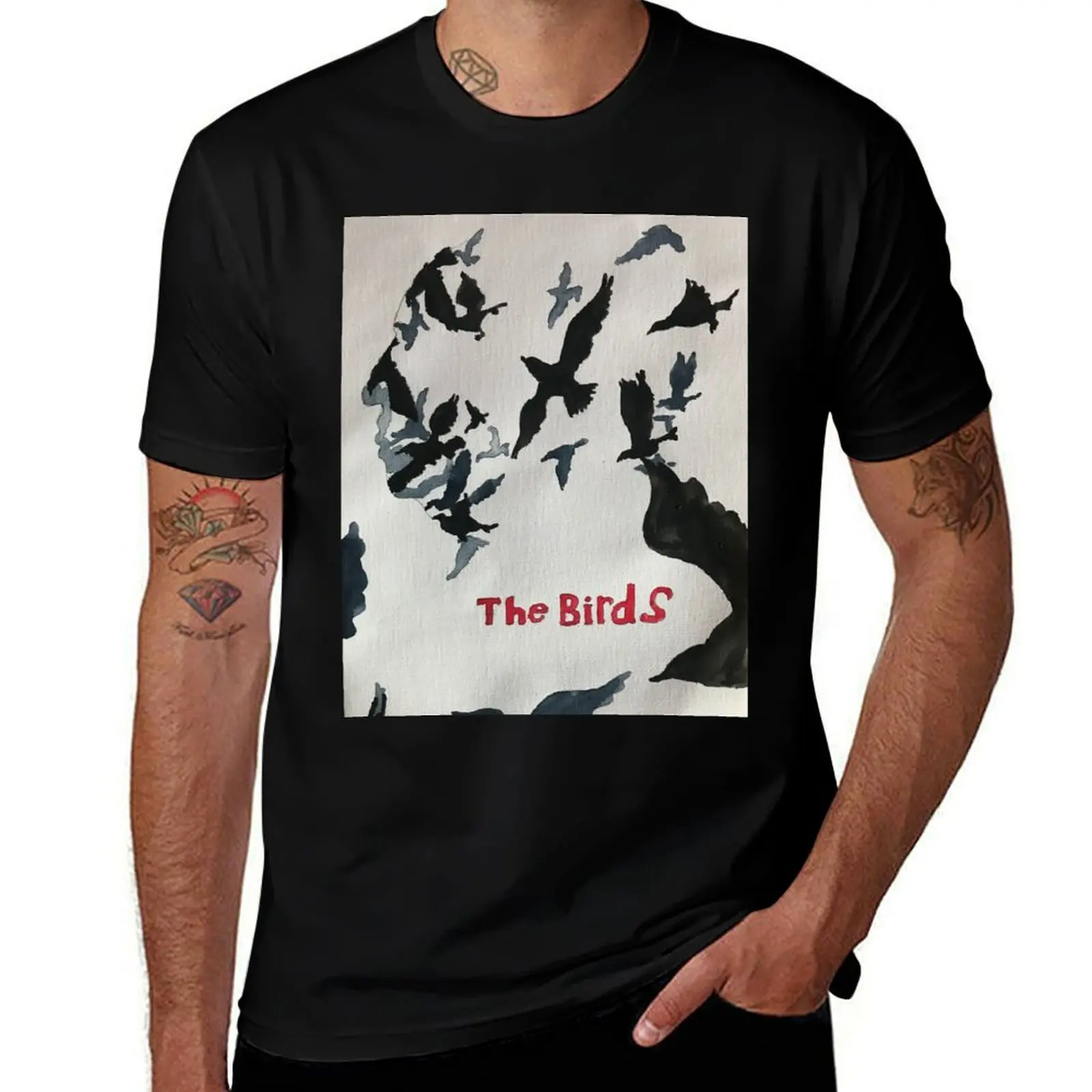 

Alfred Hitchcock's 'The Birds' poster (painted) T-Shirt anime shirt Louboutins topping quick-drying oversized t shirts for men