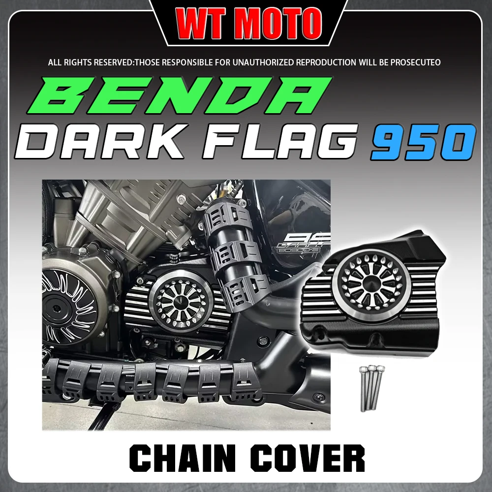 

Engine Left Small Chain Housing Cover Styling Protection Refit Accessories For BENDA Dark Flag 950