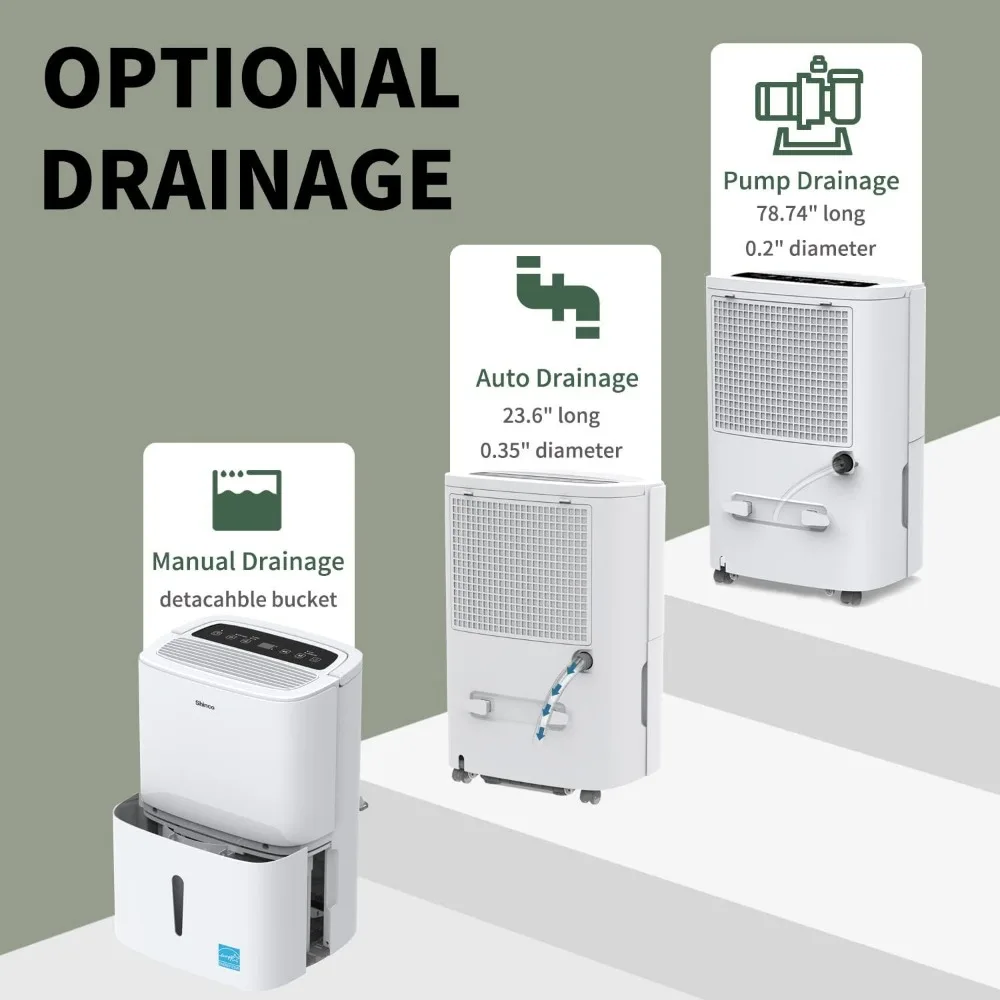 Energy Star Dehumidifier with Pump, Ideal for Large Industrial Rooms and Home Basements, Efficient Moisture Removal