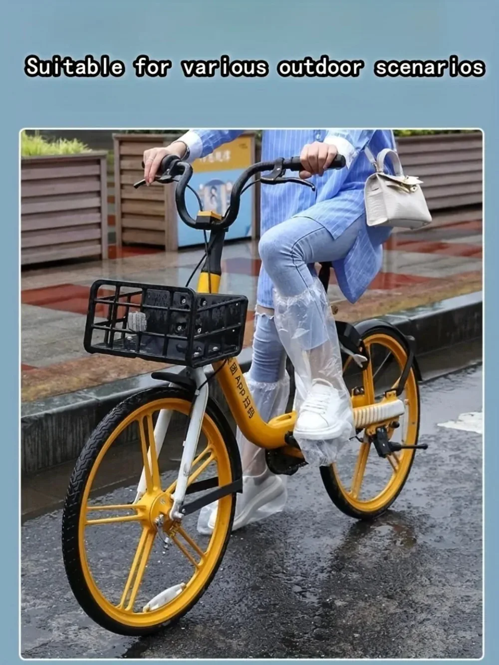 KKJOY 10 Stück Einweg-Regenschuhüberzieher, transparent, rutschfest, wasserdicht, zum Schutz bei Niederschlag im Freien – Detail 5