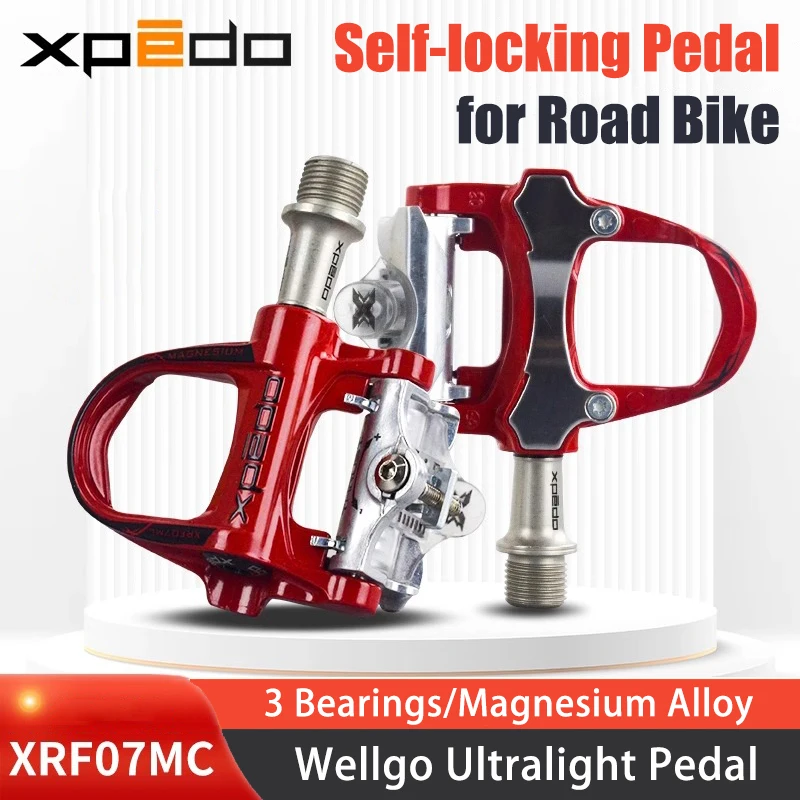 Xpedo Wellgo XRF07MC 235g Magnesium Alloy Road Bicycle Clipless Pedal with 2 Pairs Look Compatible Cleats Self Locking Pedal