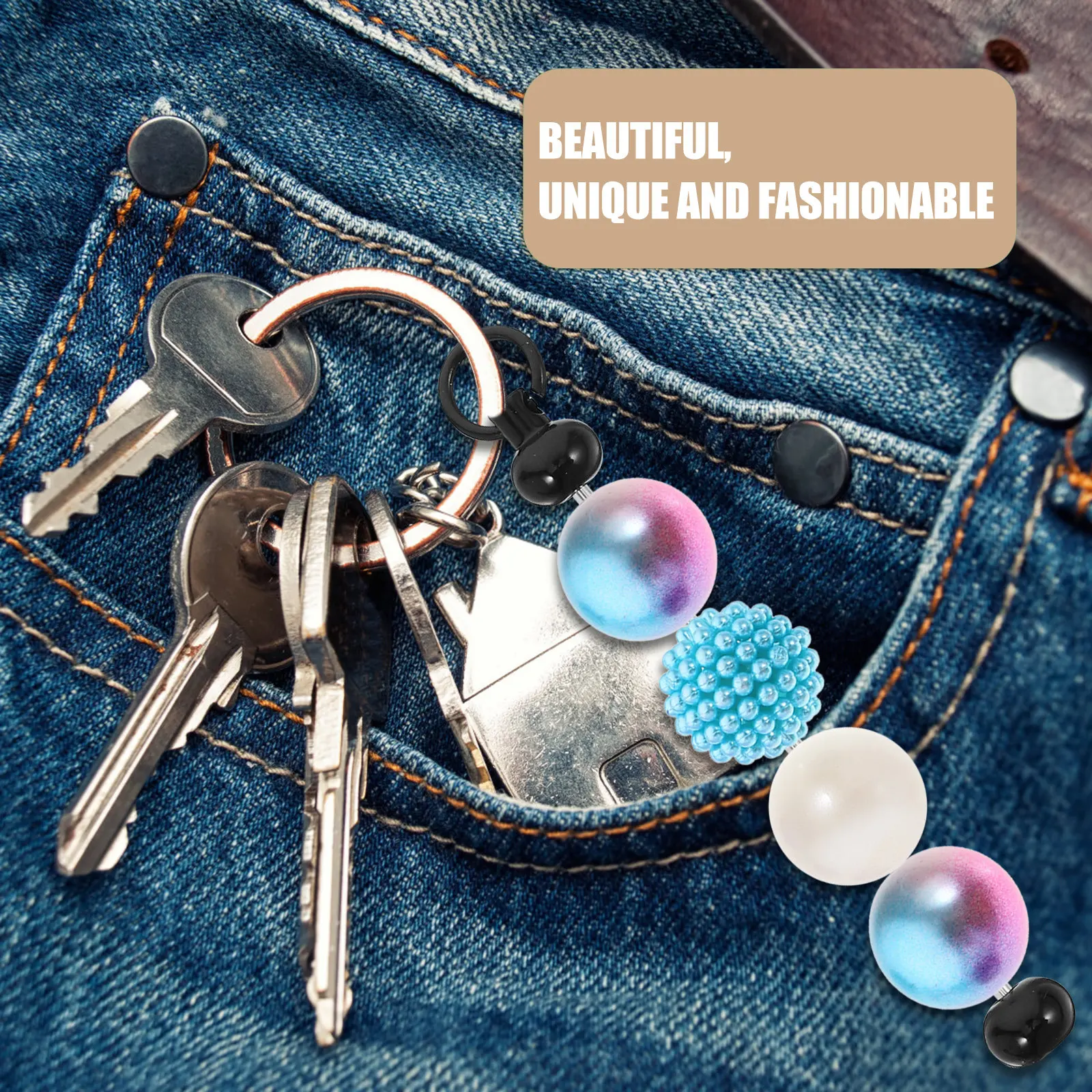 20Pcs Beaded Bar Keychains DIY Key Ring Blanks for Bags Handbags Belts Shoes Hats Keychain Pendants Metal Crafting - view 5