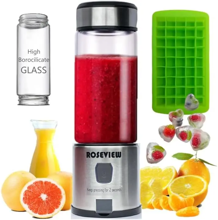 

Portable Smoothie blender Glass bottle Mini USB rechargeable 2 battery Handheld Shakes blend Cup USB juicer Cordless Personal sm