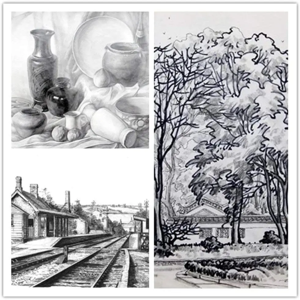 Sketch Drawing Pencil Set Included Graphite Pencils, Charcoal Pencils, Paper Erasable Pen, Craft Knife for Art Beginne