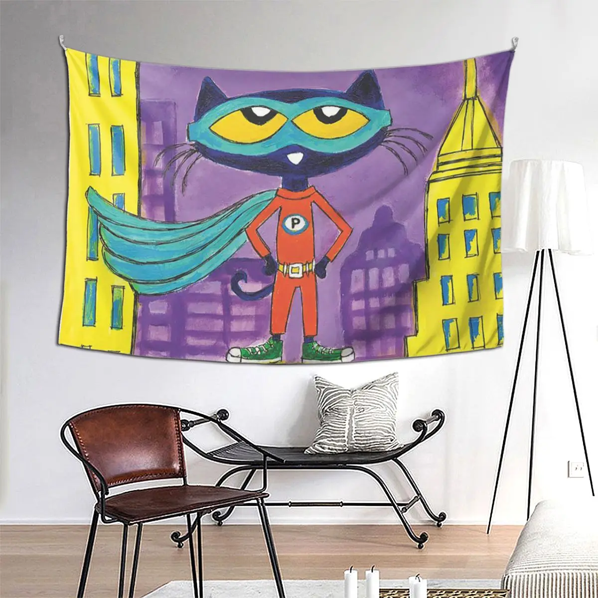 

Pete The Cat Tapestry Art Wall Hanging Aesthetic Home Decoration Tapestries for Living Room Bedroom Dorm Room