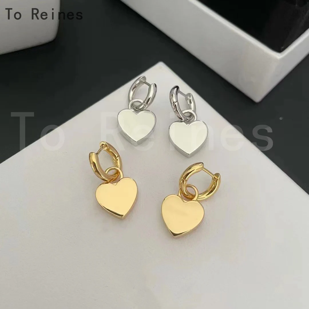 To Reines Korean Trend Metal Heart Stud Earrings For Women Elegant Minimalist Smooth Love Eardrop Girl Party Jewelry Couple Gift