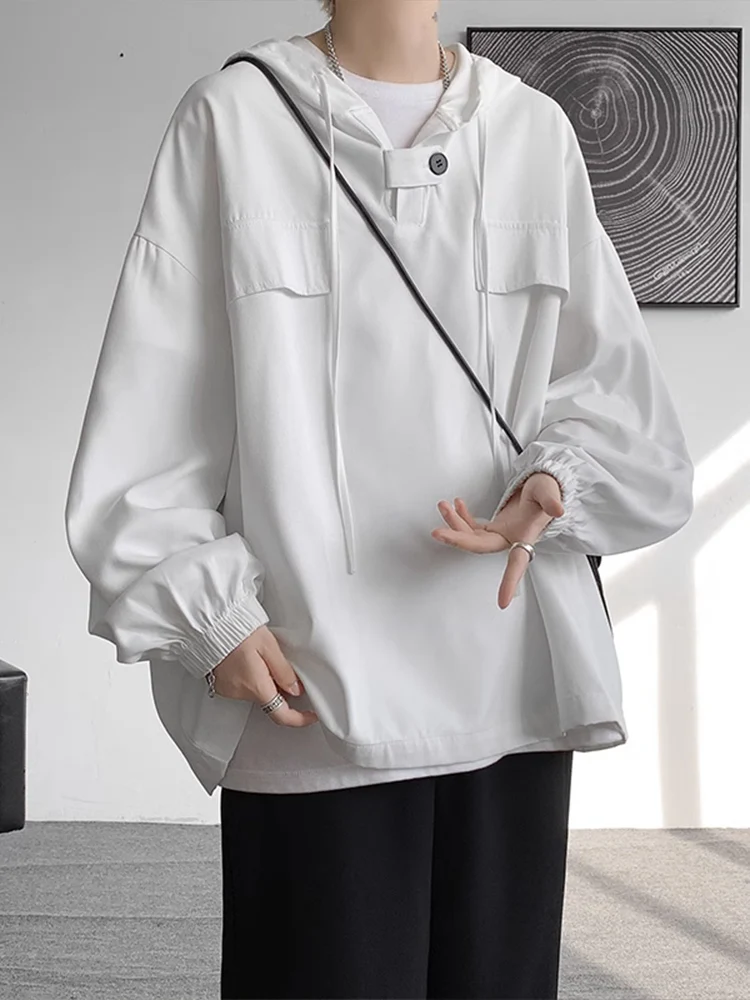 

Белая мужская толстовка оверсайз из плотной ткани для весны и осени, свободного кроя, в американском стиле, для подростков и старшеклассников