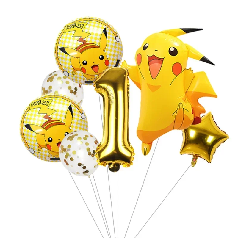 Yellow Cartoon Animal Balloon Garland Set Globos, Cute Lightning Pet Foil Balloon for Baby Shower & Birthday Party Supplies