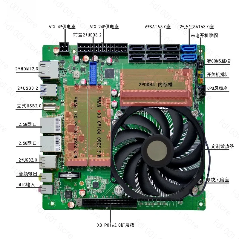 5825U Expandable 10G 8-Bay NAS Motherboard Machine Vision Industrial Control ITX Motherboard