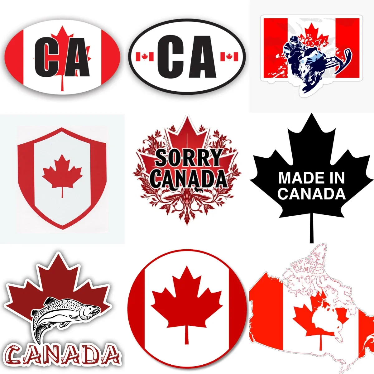 

CA Canada Flag Map Maple Leaves Creative PVC Sticker for Decorate Car Bicycle Helmet Window Fridge Table Decal Accessorie