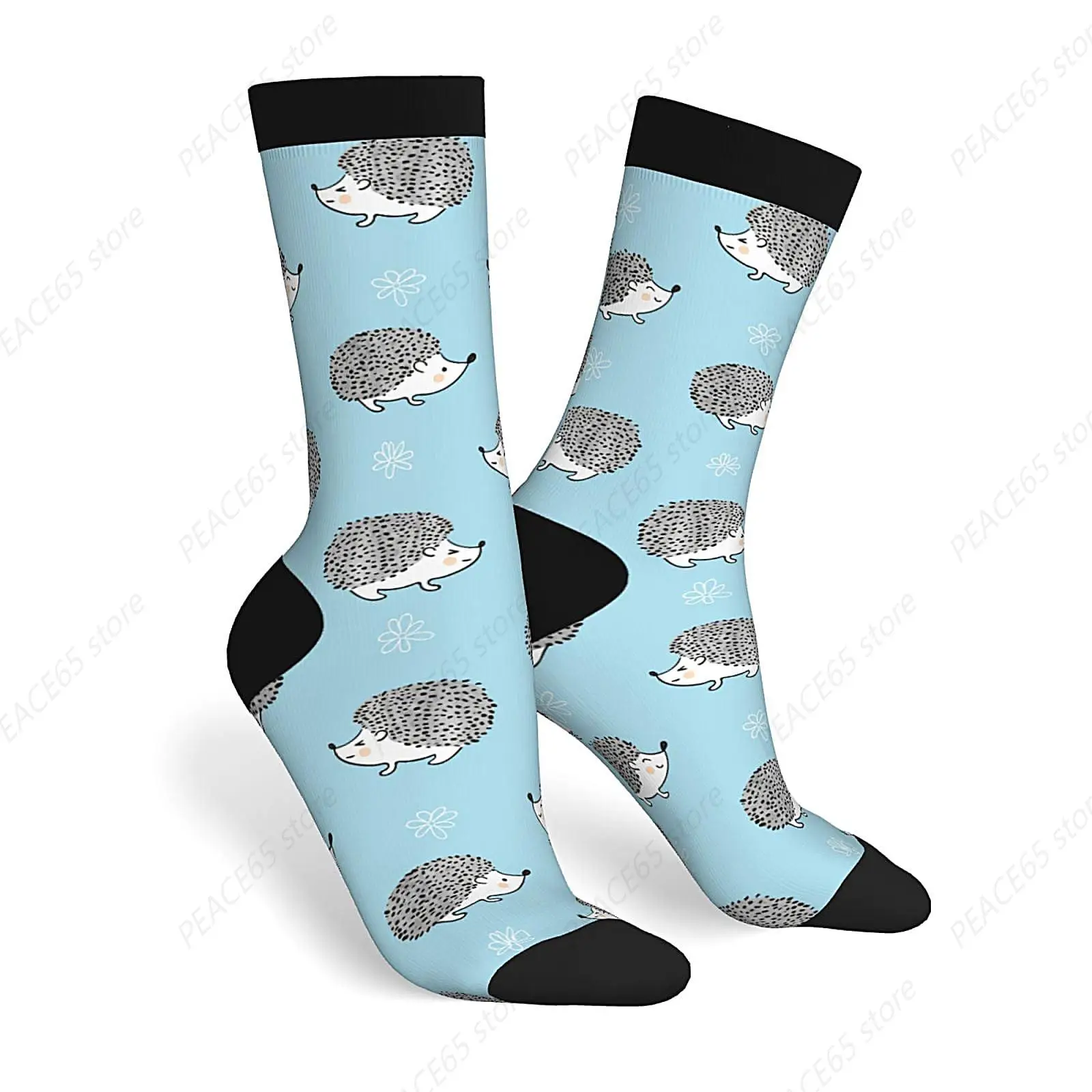 Cute Hedgehog Cartoon Novelty Socks For Men Women, Funny Crazy Crew Socks Casual Dress Socks Gifts