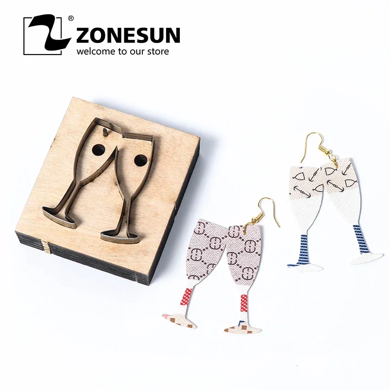 ZONESUN Champagne Leather Earring Cutting Die Paper Leather Tool For Die Cutting Machine DIY Punching Clicker Steel Rule Die