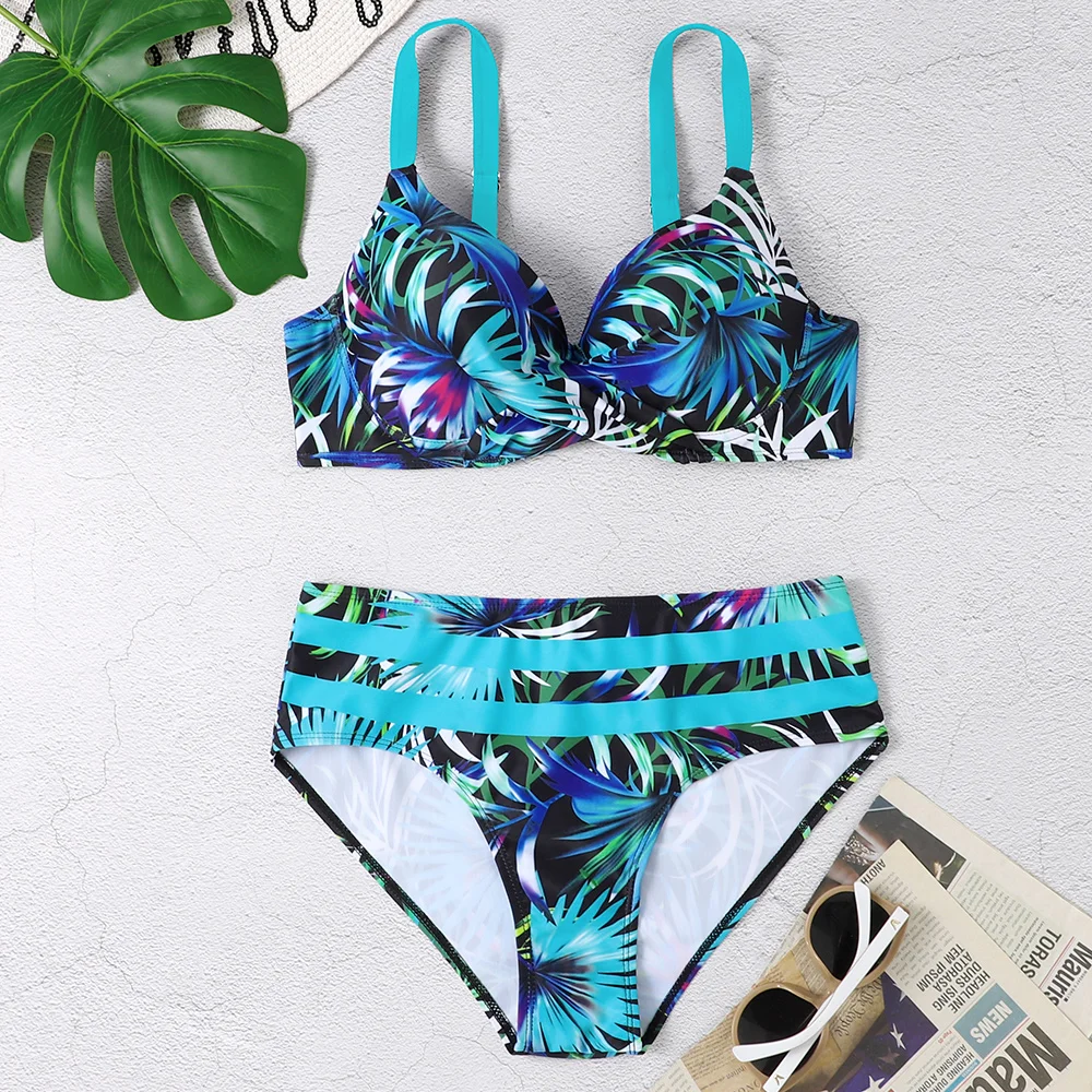 Sexy Push Up Bikini Set 2023 Women Printed Swimsuit Mid Waist Swimwear Female Bathers Swimming Bathing Swim Suit Beachwear