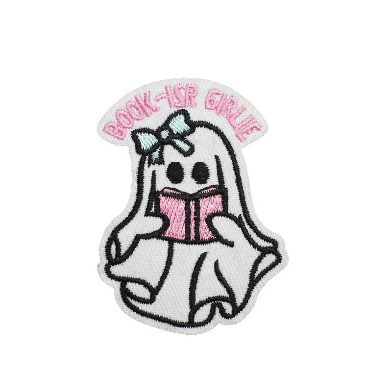 Libro Ricamo Adesivo in stoffa Lettura Teschio Patch Adesivo Vestiti Decorazione Borsa Capitolo ricamato Zai Love Learning Chapter