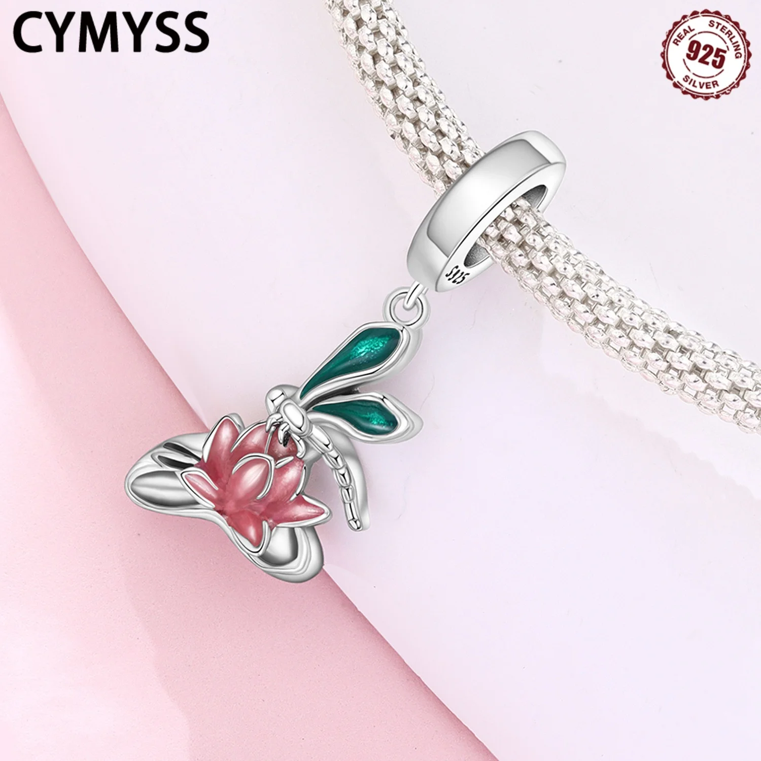 

CYMYSS 2025 New 925 Silver Lotus Dragonfly Beads Women's Pendant Suitable For Wedding Jewelry Gifts Charm Pendant