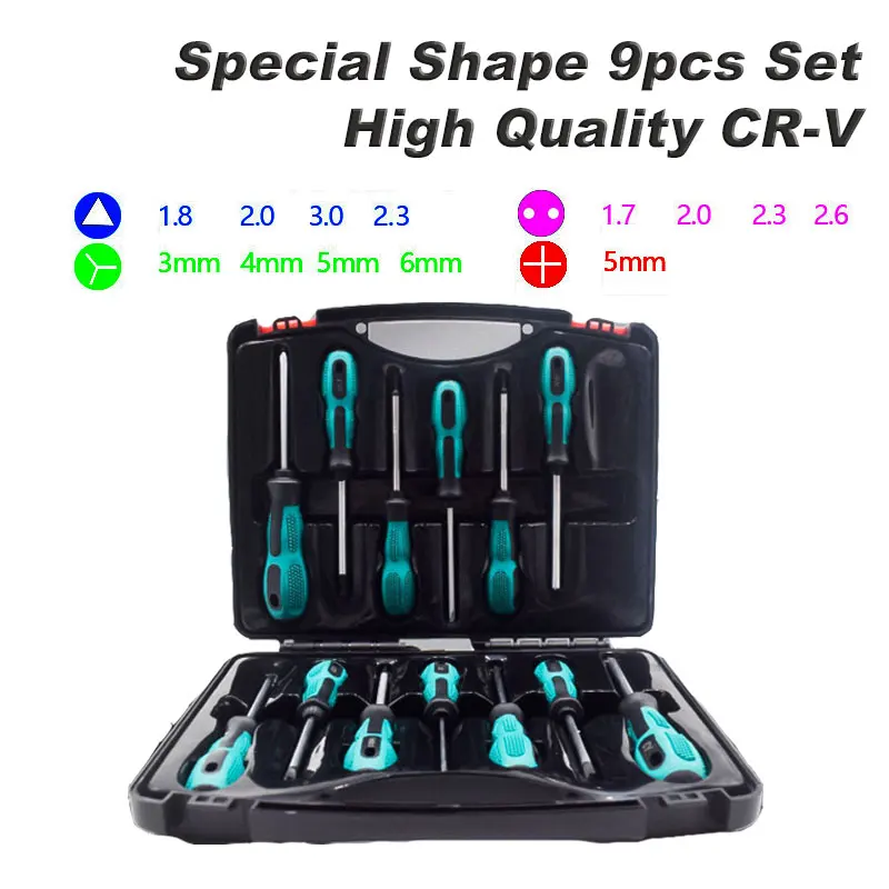 Special-shaped Screwdriver Set Magnetic Chrome-Vanadium Bits for Repair Y-Type Triangle Cross 2-Point box packing