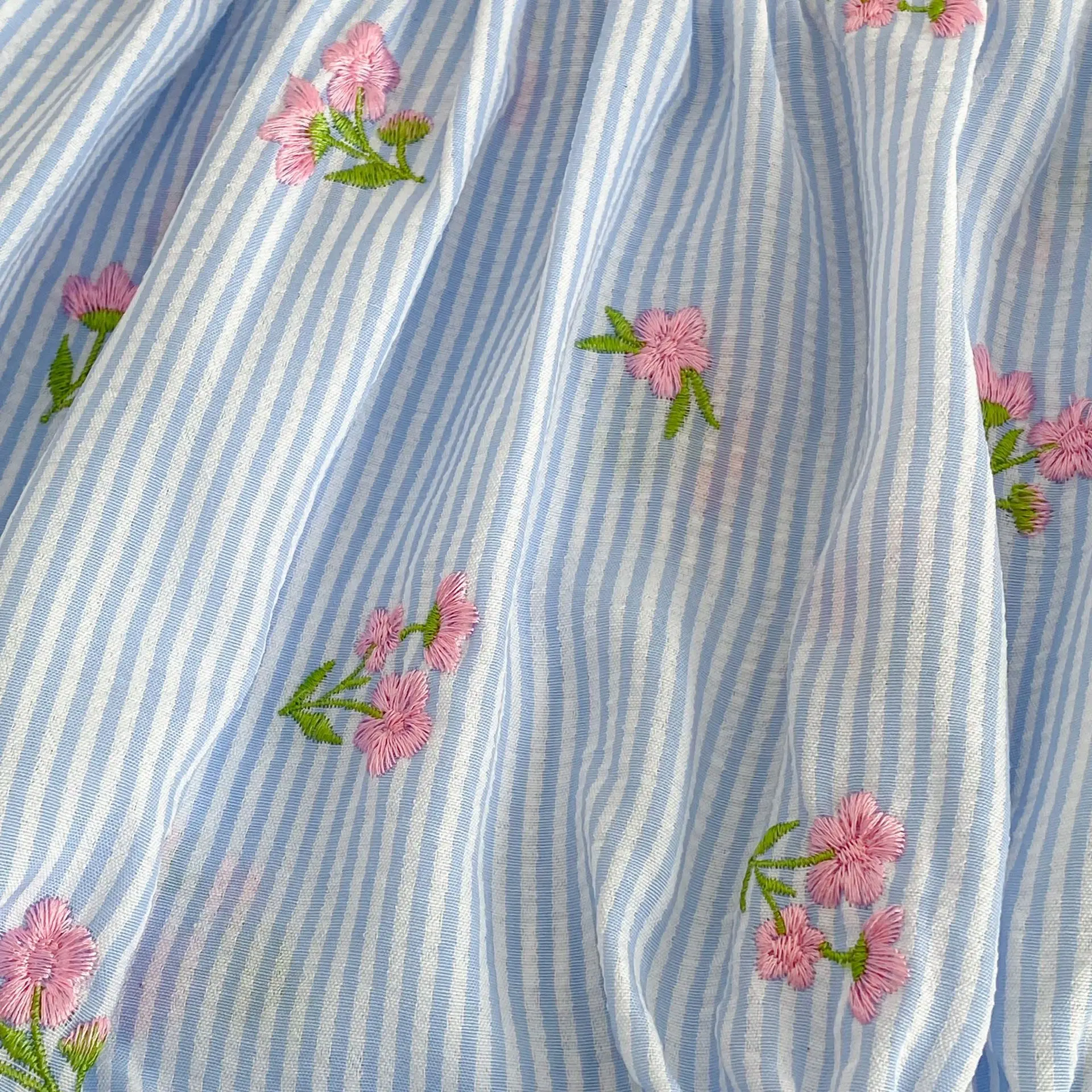 2026 Neuer Sommer 0-24M Kleinkind Mädchen Flügelärmel Baumwolle Gestreifter Jumpsuit Blumenmuster Western Baby Mädchen Blauer Strampler – Detail 16