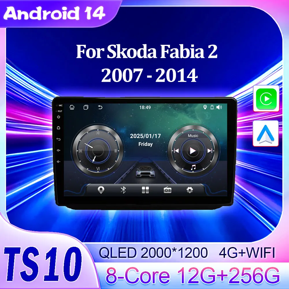 Android 14 для Skoda Fabia 2 2007-2014 Радио Интеллектуальные автомобильные системы Зеркальная связь Сенсорный экран Bluetooth GPS-навигация Без 2din