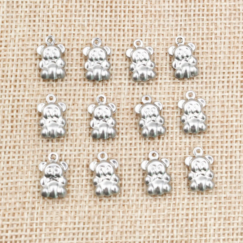 30pc/lot 13x8mm Bear Charms 316 Stainless Steel Bear Cute for necklace pendant charms diy jewelry making