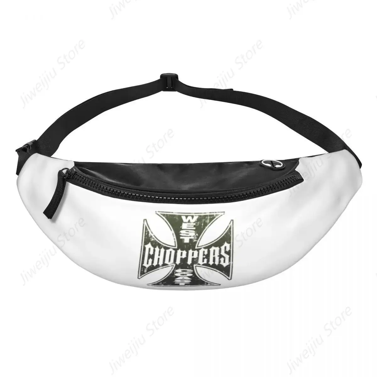 Customized West Coast Chopper Iron Cross 12 Fanny Pack for Men Women Fashion Crossbody Waist Bag Traveling Phone Money Pouch