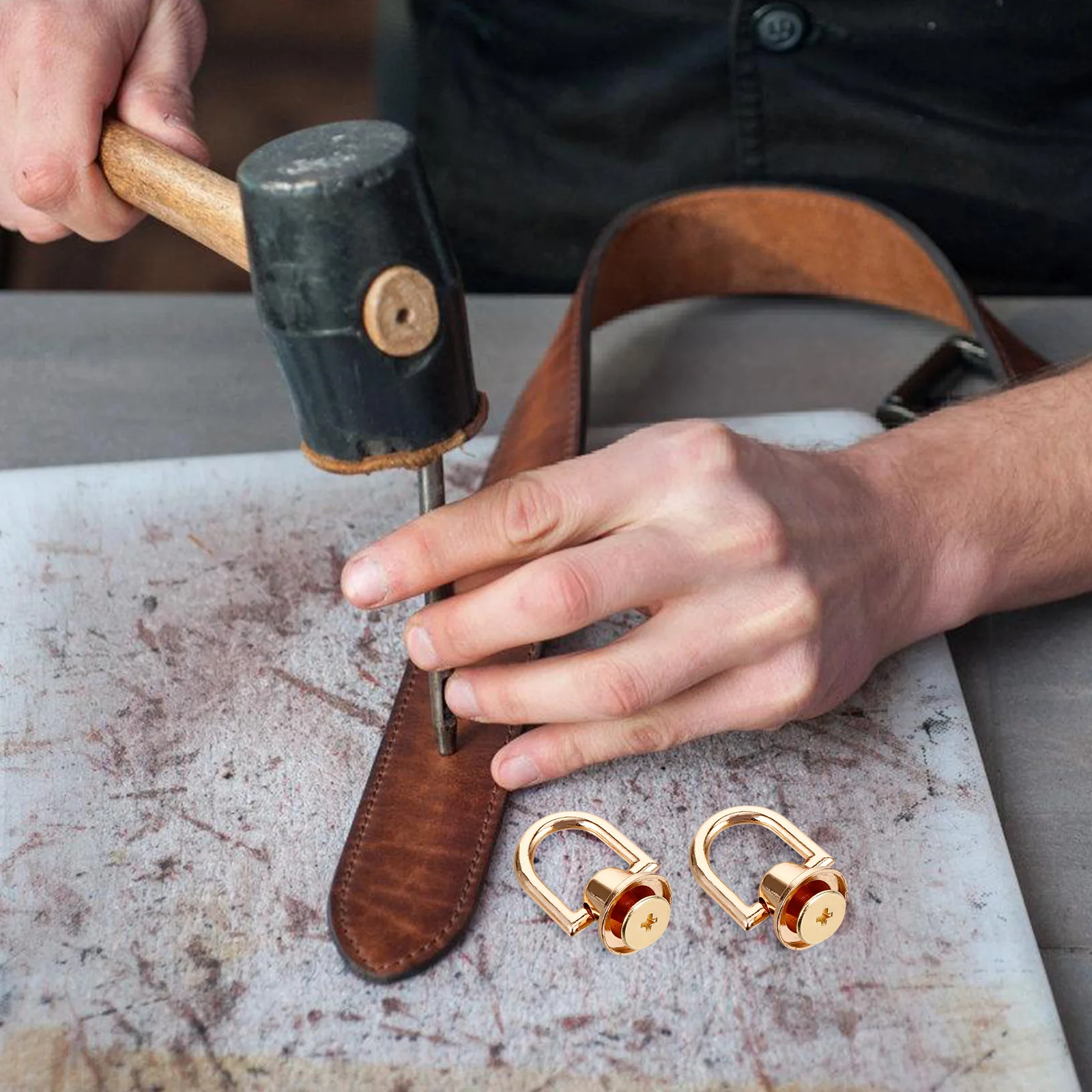 

10pcs Brass D Ring Rivets Heavy Duty Metal Studs For Handbags Diy Crafts Bag Accessories Hardware Replacement Fasteners