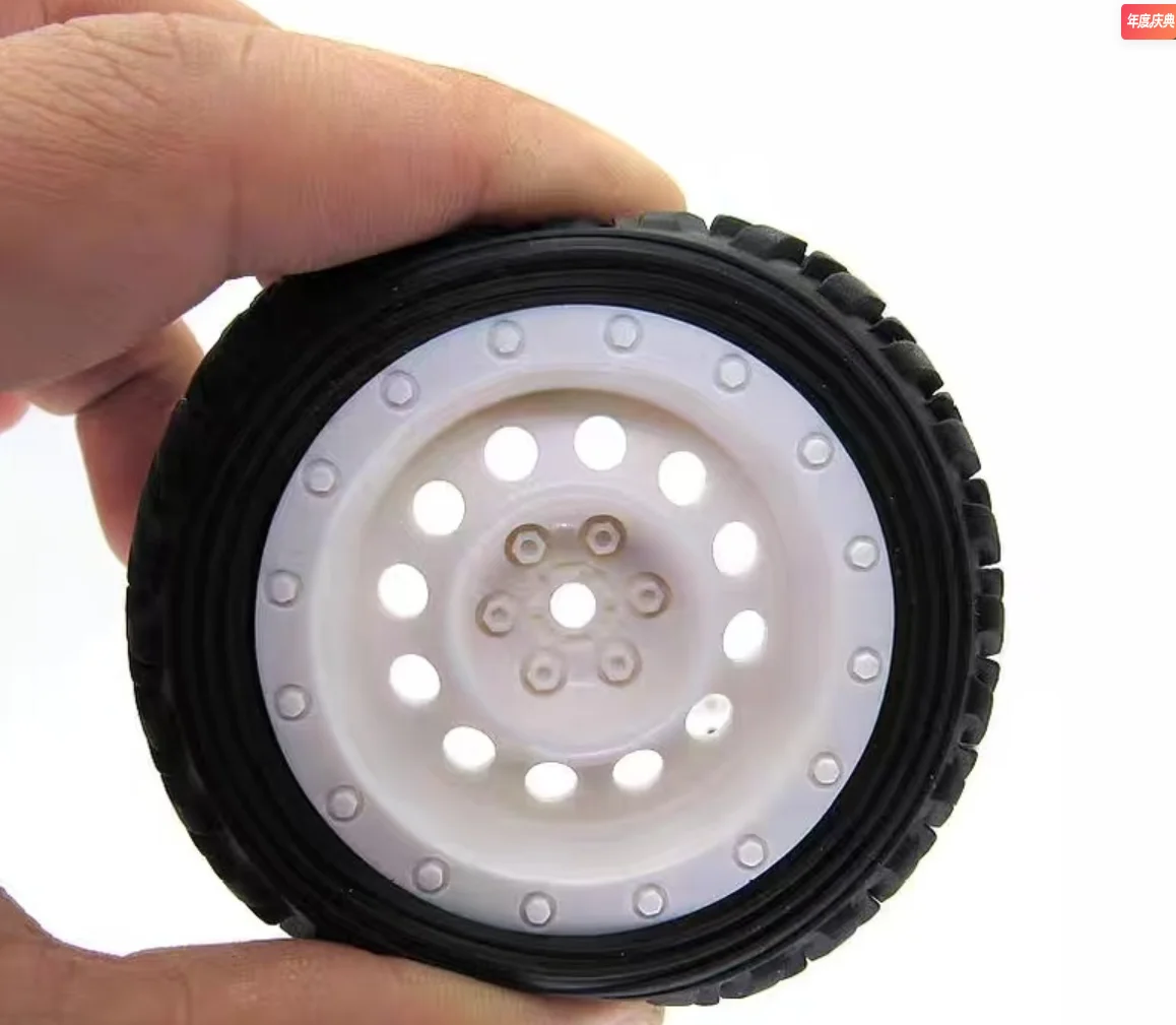 1/16 size block-pattern rubber tire, 75*28mm, hexagonal connection, 12mm, used for RC model rally cars.