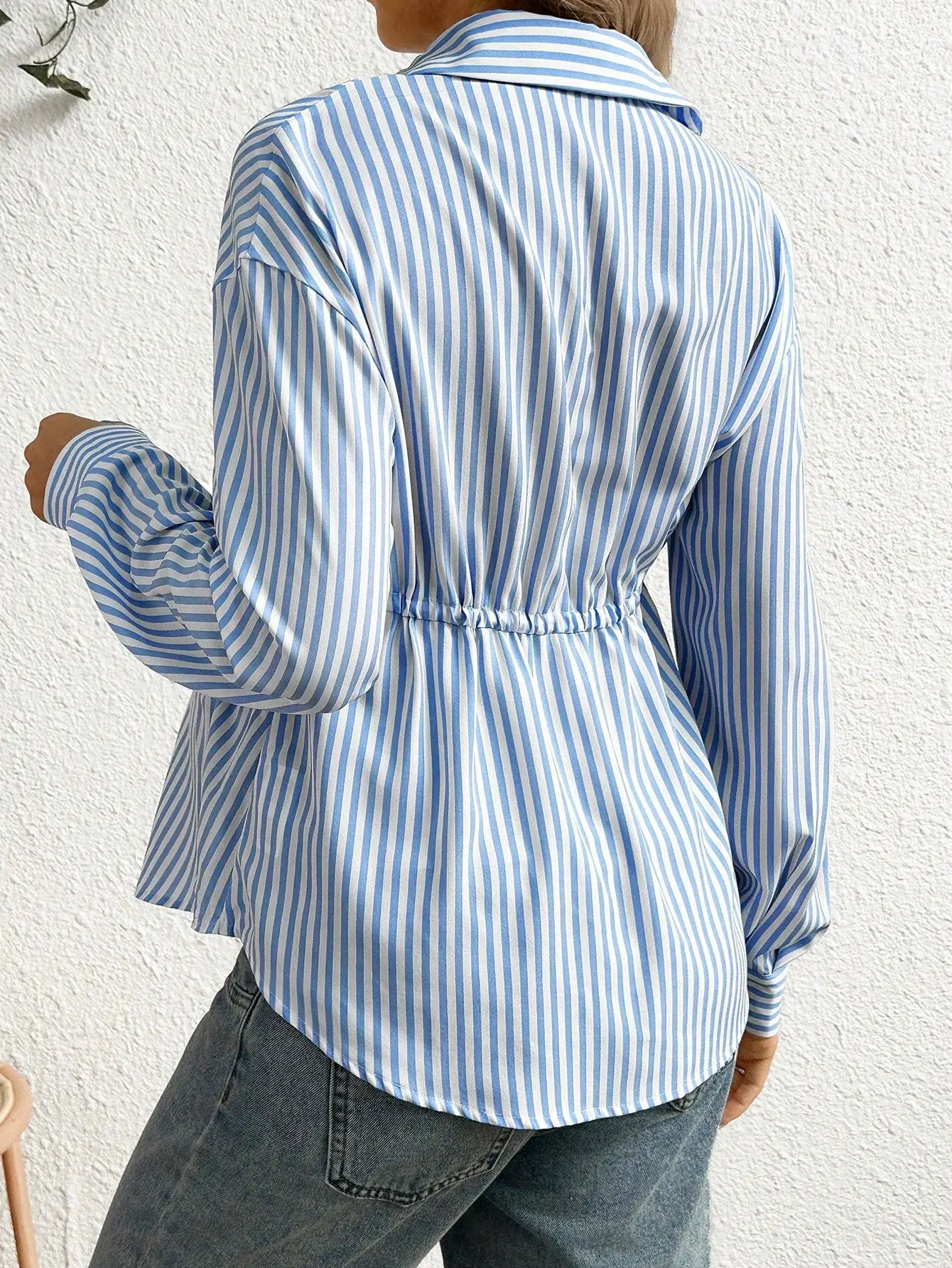 Maternity Clothes Long Sleeve Nursing Blouse Shirts Spring Autumn Casual Pregnant Women Striped Drawstring Pregnancy Clothing
