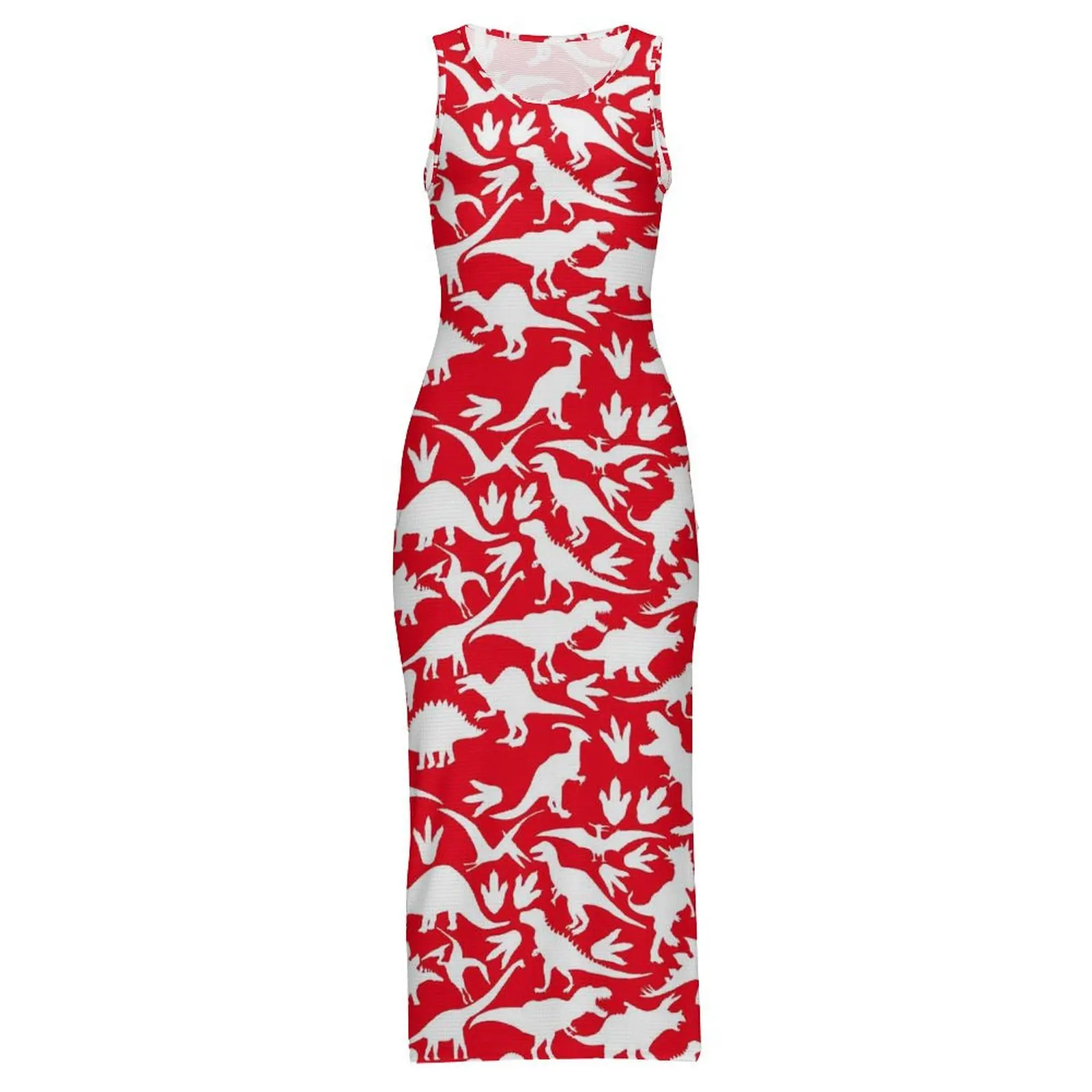 Damska sukienka z dinozaurem, sylwetka zwierzęcia, styl uliczny, obcisła sukienka, letnia sukienka maxi bez rękawów w stylu retro, designerskie ubrania oversize.