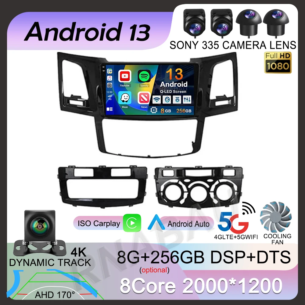 

Android 13 Carplay Auto Car Radio for Toyota Fortuner HILUX Revo Vigo 2007-2015 GPS Multimedia Video Player Stereo 4G 2din 2 DIN