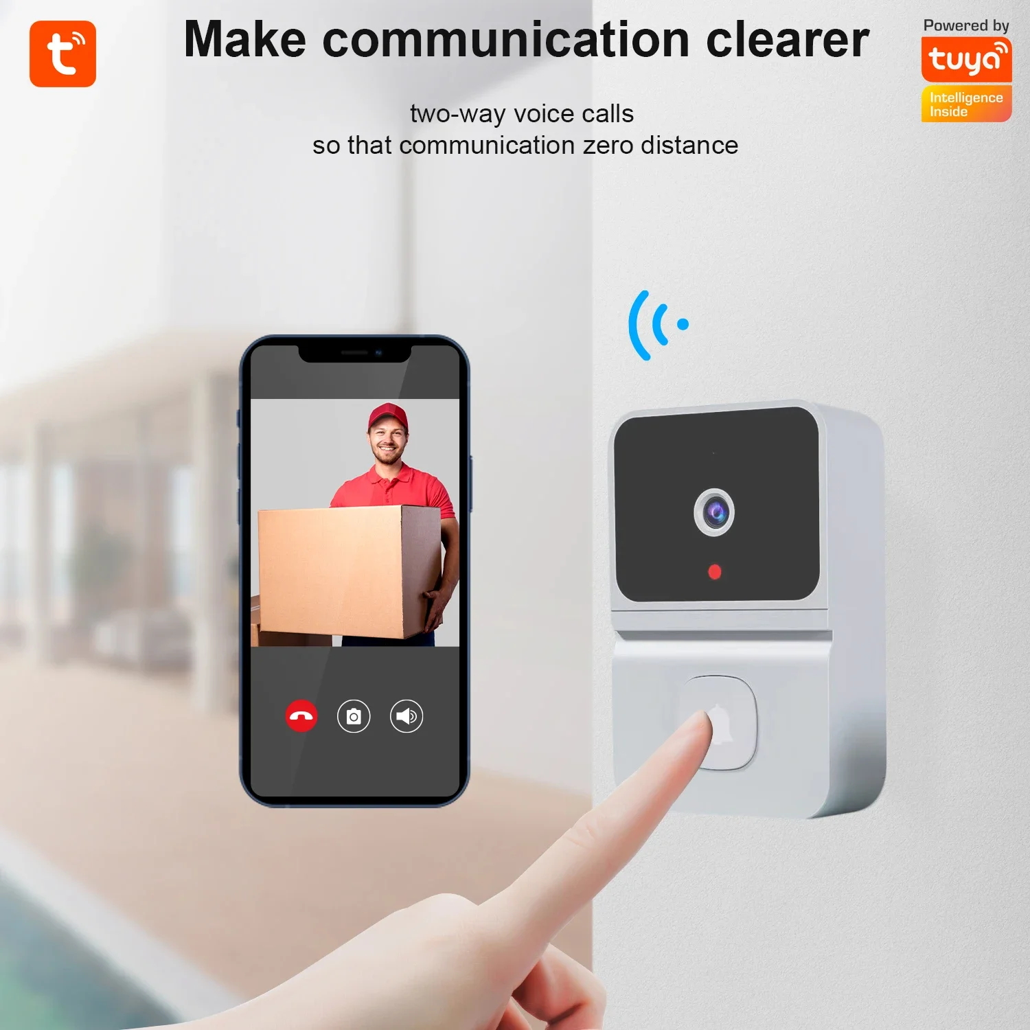 Tuya WiFi Video Doorbell Wireless HD Camera Smart Home Security Door Bell Outdoor Two Way Intercom Night Vision Monitor IR Alarm