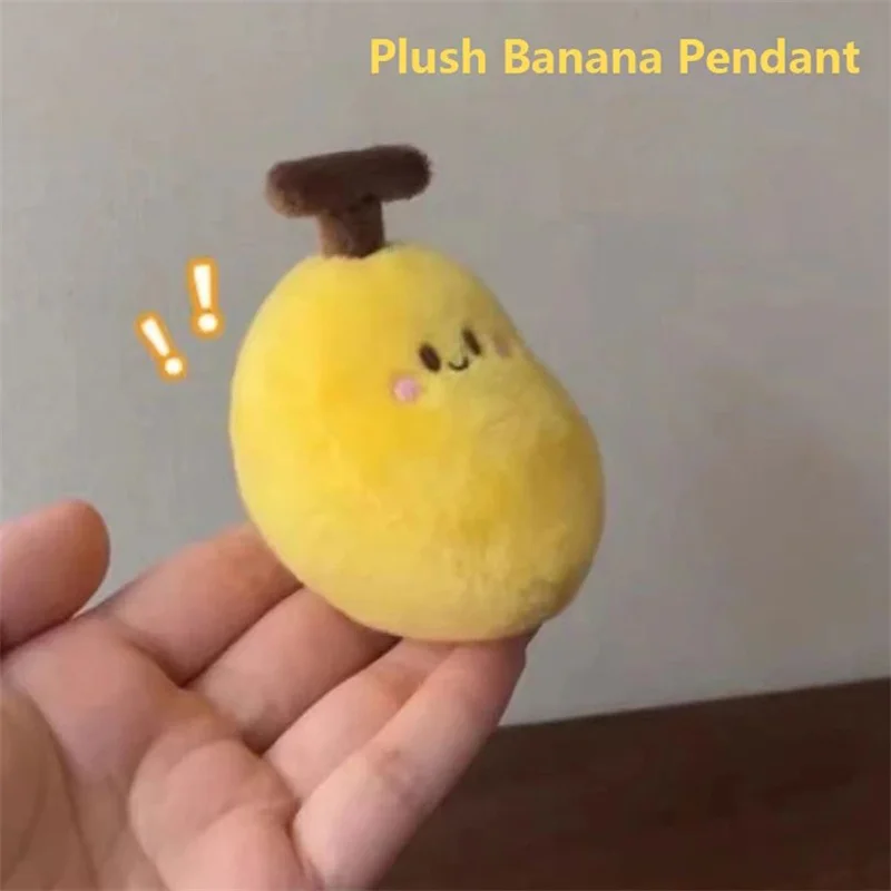 Kawaii Banana Plush Keychain Toy Cartoon Fruit Stuffed Doll Pendant Car Key Ring Backpack Bag Decor Kid Gift