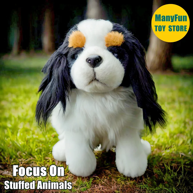 

King Charles Spaniel Plush Toy High Fidelity Cavalier Dog Plushie Lifelike Spaniel Stuffed Animal Simulation Doll Toy Gift