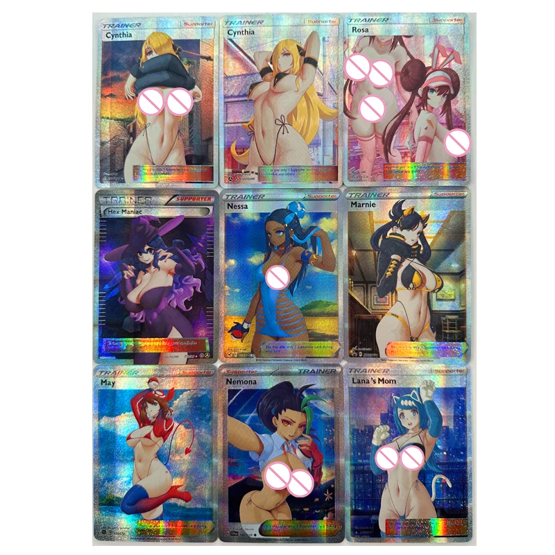 Anime Pokemon DIY ACG Foil Foil Refraction Card Rosa Black Magician Girl Lillie Toys for boys Collectible Cards Birthday Present