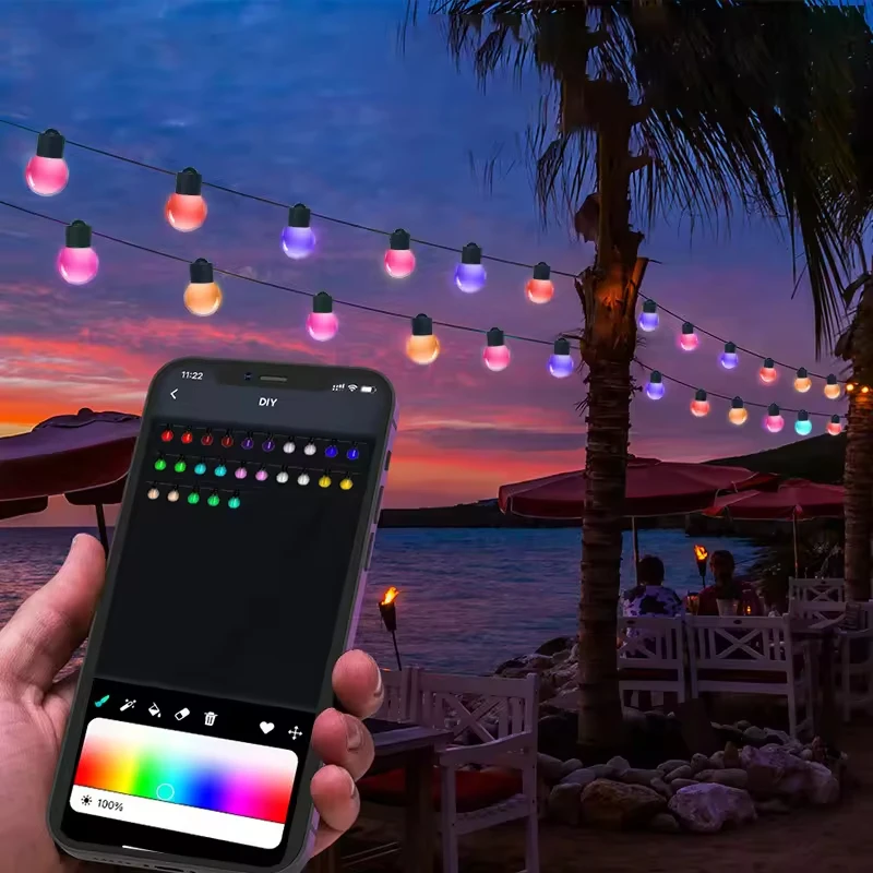 Smart String Light USB Powered Globe Fairy Light Bluetooth APP & Remote Control DIY Color Music Sync for Bedroom Christmas Tree