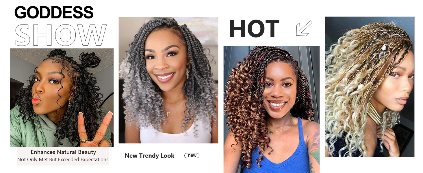 10 Zoll Goddess Box Braids Häkelhaar 1 Packung/Lot synthetische Boho Crochet Box Braids mit Lockenenden Box Braids Haarverlängerungen – Detail 1