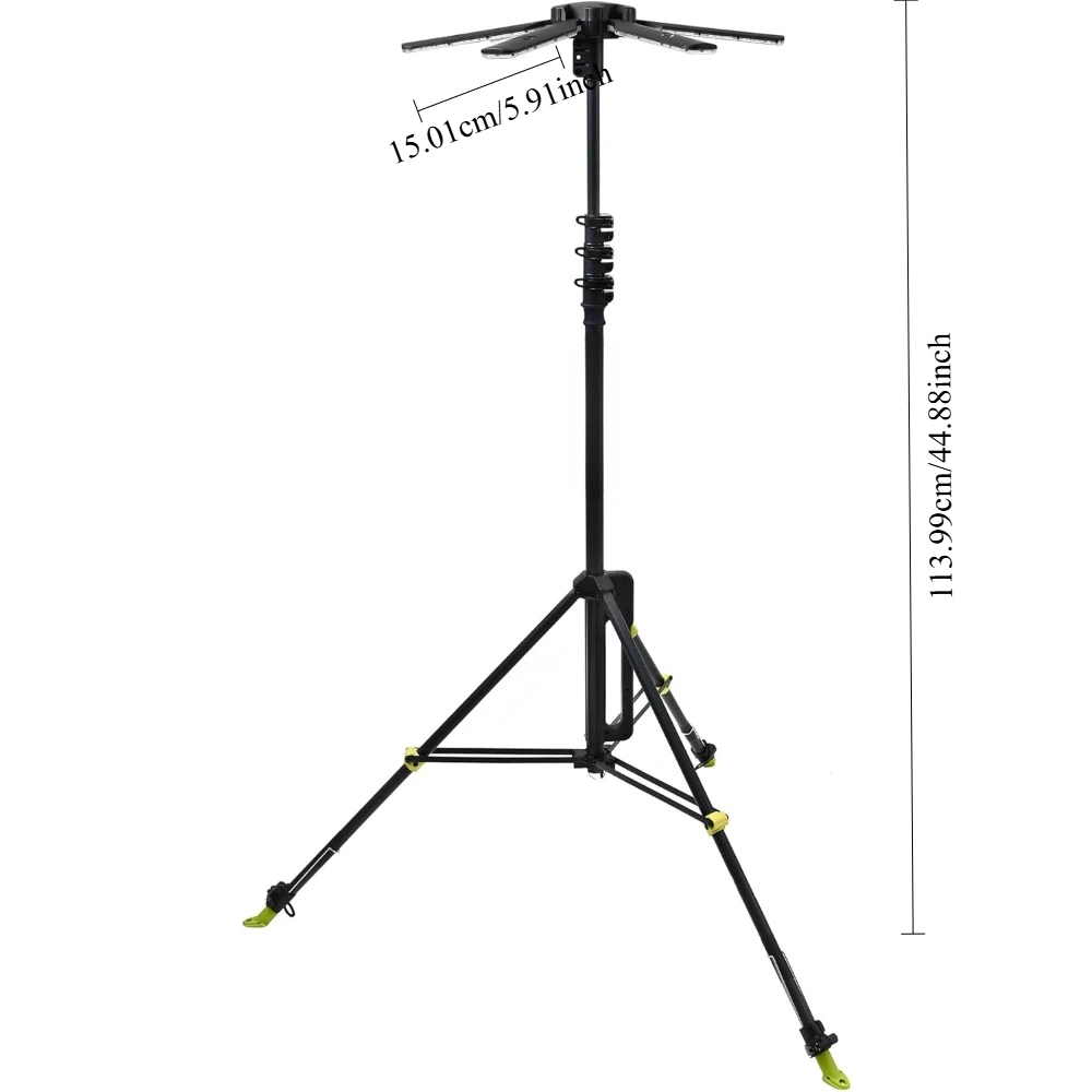A luz LED portátil de 6000 lúmens oferece 300' de iluminação, altura ajustável de 4'-12' – compatível com estações elétricas