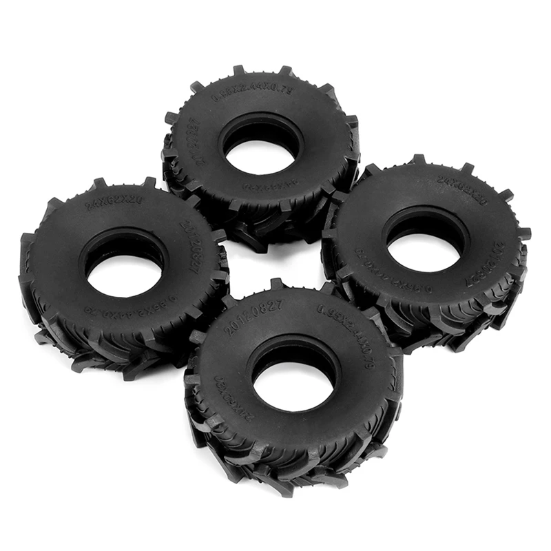 4 PCS 1.0 Mud Terrain Wheel Tire Rubber Tyre 62X20mm Black For Axial SCX24 AX24 FCX24 TRX4M 1/18 1/24 RC Crawler Car Parts