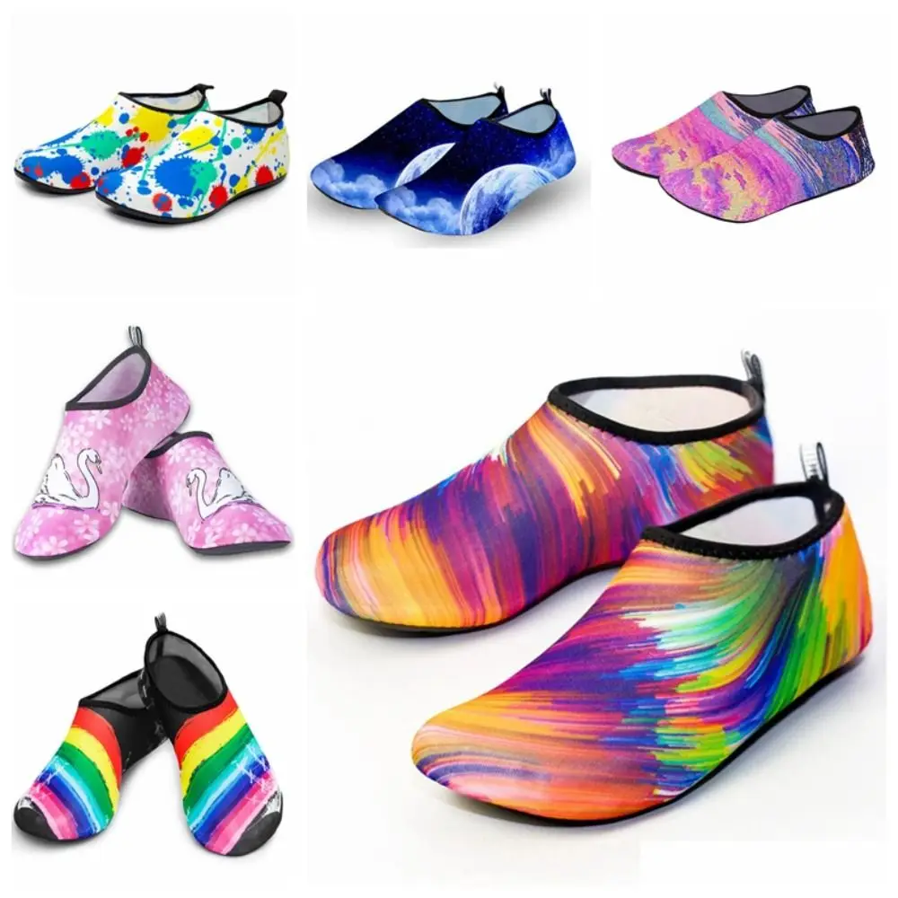 1 Pair of Gym 26cm Aqua Shoes Sizes 42-43 Barefoot Sport Socks Rainbow Color XXL Diving Shoes Surfing