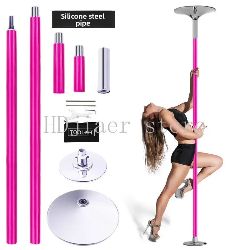 Steel pipe dance, black silicone anti slip rotating dance pipe dance studio, portable mobile abdominal support for home use