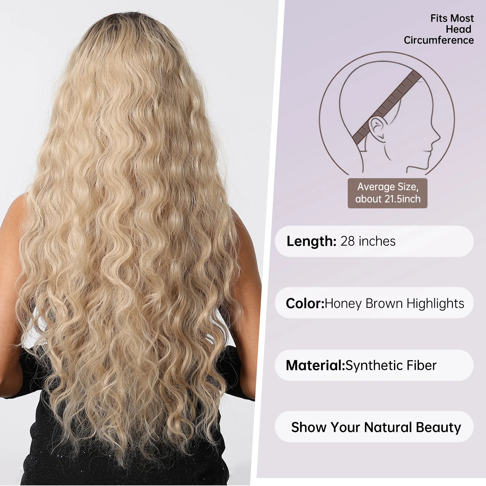 GEMMA Synthetic Light Blonde Long Curly Lace Front Wig Deep Wave Dark Roots Lace Wigs Cosplay Daily Women Hair Heat Resistant