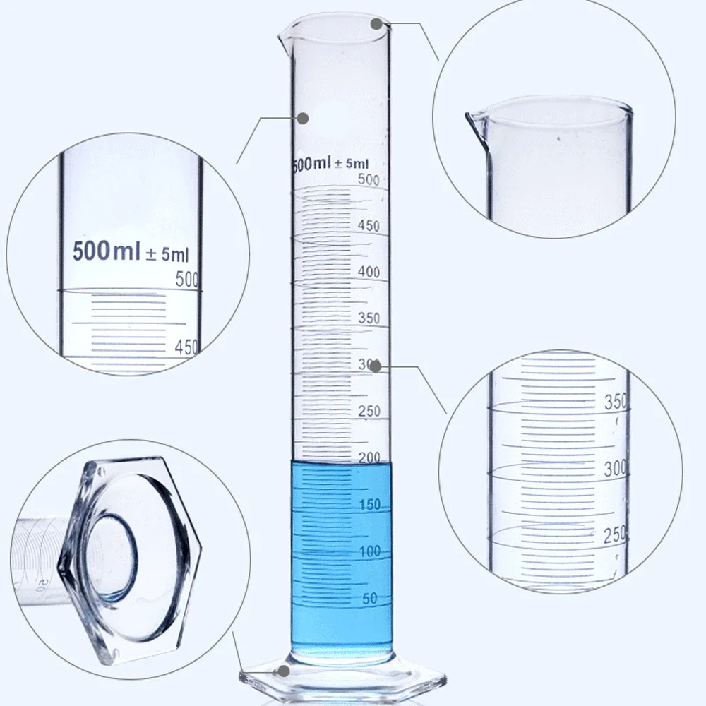 5/10/25/50/100-2000ml cilindro graduato in vetro borosilicato laboratorio vetreria rotante esperimento chimico