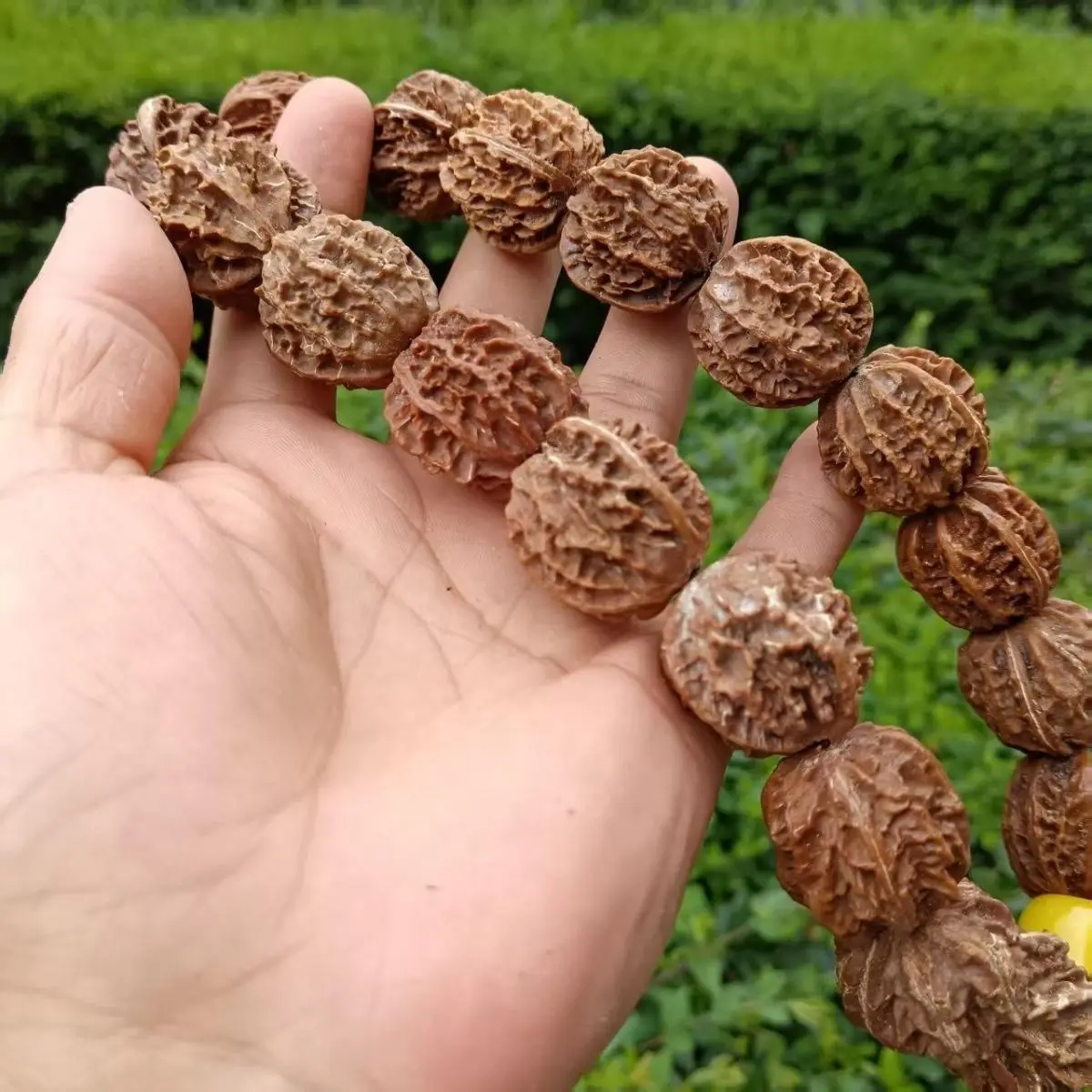 Chinese Style Lucky Wild Jingba Ridge Walnut Bracelet Wealth Attracting Good Fortune Prayer Vintage Deep Textured Wenwan Beaded