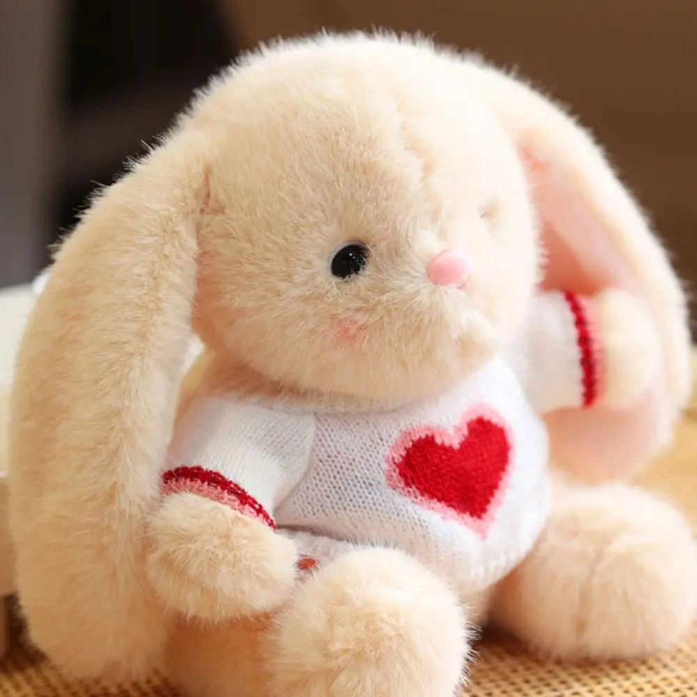 Lalka uspokajająca dla niemowląt, królik z długimi uszami, królik z dużymi uszami, królik w swetrze, puszyste pluszaki, królik, ręcznie robiony królik z kreskówki, prezenty.