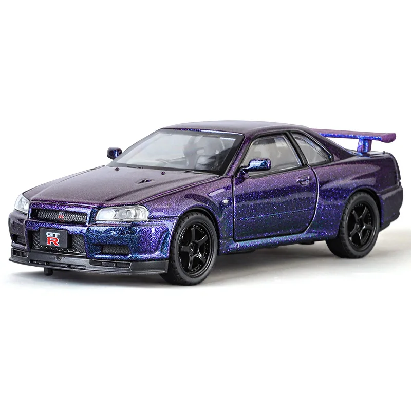 

1:32 GTR R34 Skyline Supercar Alloy Metal Diecast Car Model Sound & Light Collection of Hobby Models Trendy Ornament Gift