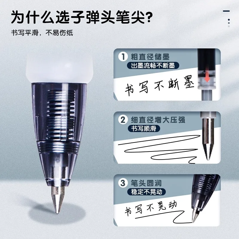 Bolígrafo de gel M&G de 0,5 mm, agarre suave, tinta de secado rápido, recargable, negro, azul, adecuado para estudiantes y uso en oficina