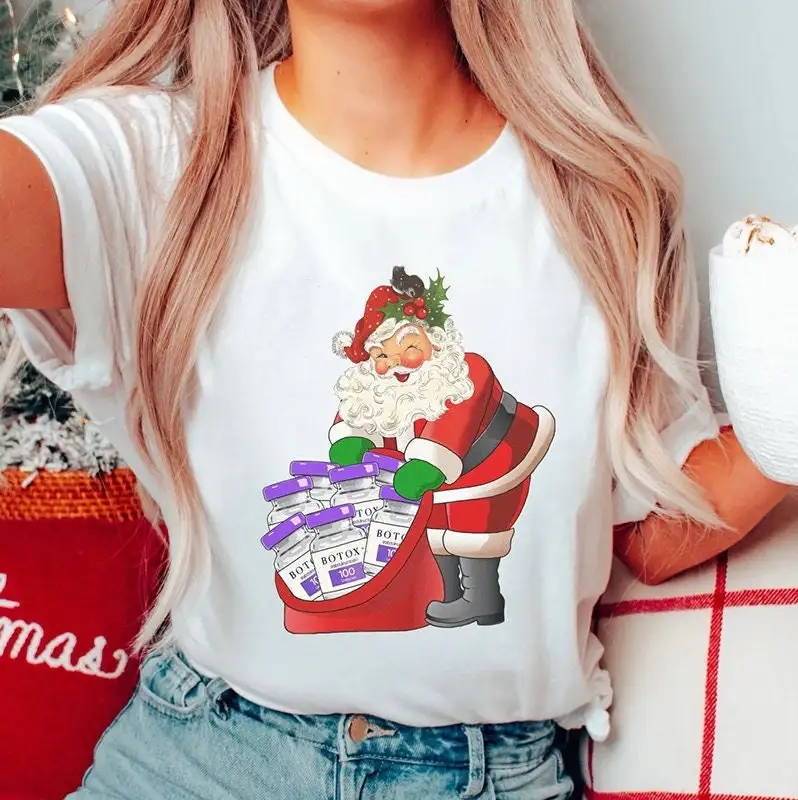 Aesthetic Nurse Christmas T Shirt Funny Cute Cosmetic Rn Np Pa Practioner Injector Fillers Med Spa Xmas Holiday