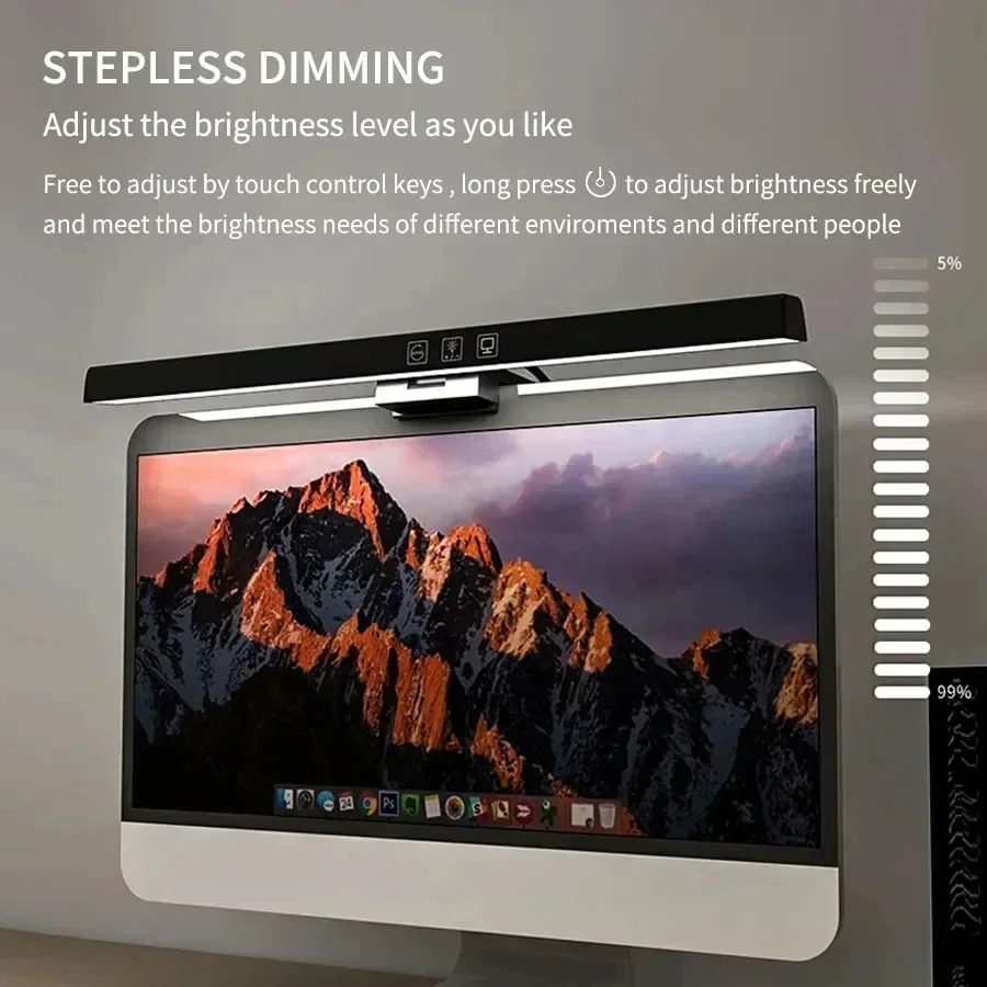 USB PC 컴퓨터 모니터 화면 LED 책상 램프, 조도 조절 가능, 3 색 행잉 테이블 램프, 독서 학습 작업용, 33cm, 50cm 바