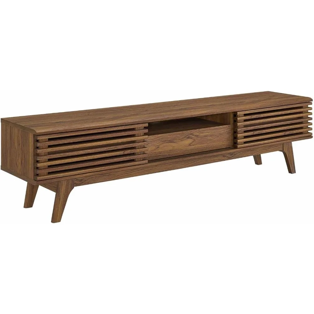 

Render 70" Mid-Century Modern Low Profile Entertainment TV Stand, 70 Inch, Walnut Walnut