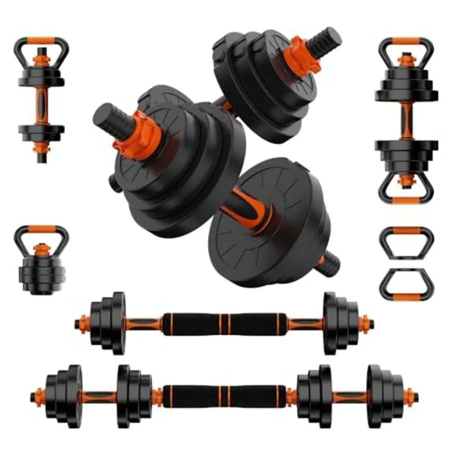 

Adjustable Weights Dumbbell Set 20/70/90lbs Free Weights Set with Connector 4 in1 Dumbbells Set Used as Barbell Kettlebells Pus